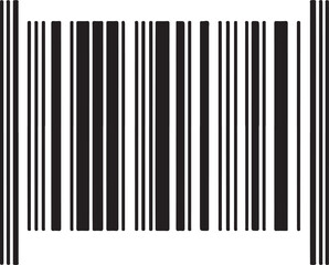 Black barcode silhouette with vertical lines isolated on white background