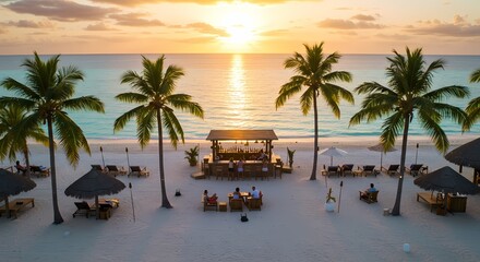 Obraz premium Beach Bar Sunset Tropical Paradise Relaxation at its Finest