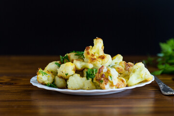 Vegetable dish of fried cabbage with aromatic spices