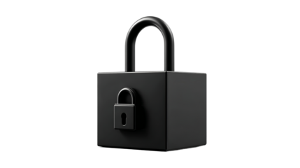 Security Lock: A sleek, modern padlock stands isolated, symbolizing protection, privacy, and data security. This image evokes a sense of safety and the safeguarding of valuable information.