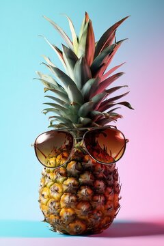 Naklejki funny pineapple on pastel background