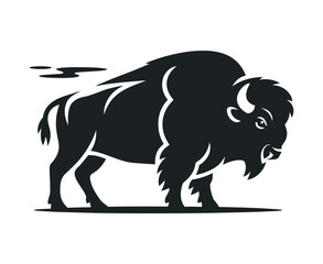 Bold Black and White Silhouette of a Bison