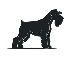 Elegant black and white silhouette of a German Pinscher dog