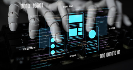 AI designing UI UX interface, optimizing application layout, reviewing structure, and aligning code...