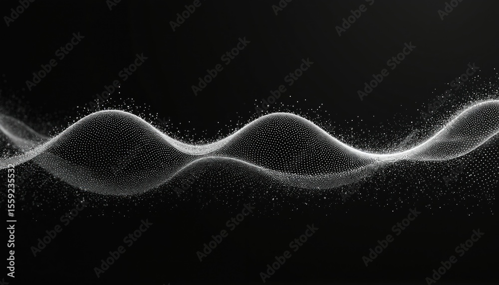 Aufkleber black and white wave made of dots. futuristic art, abstract tech illustration. digital design with f
