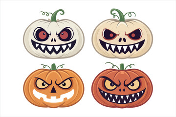 Jack o lantern halloween pumpkin with carved face isolated on white background