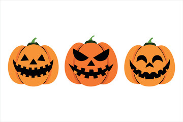 Jack o lantern halloween pumpkin with carved face isolated on white background