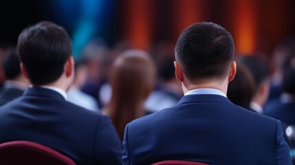 Obraz premium Audience View Men in Suits at Conference, Business ,Meeting