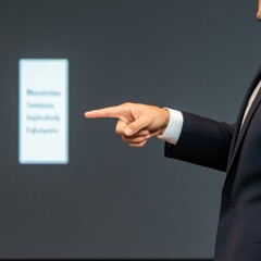 Business Presentation Man Pointing at List on Screen, Training ,Lecture