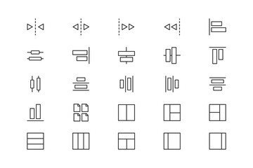 Set of UI Layout and Alignment Line Icons for Web and App Design