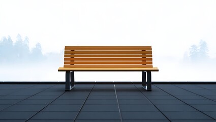 Wooden Bench in Snowy Landscape