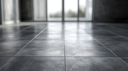 Matte floor sealant texture with natural light illustrating smooth surface and reflections in an industrial setting
