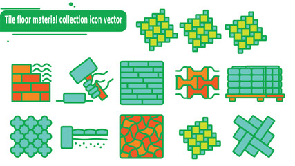Tile floor material collection icon vector