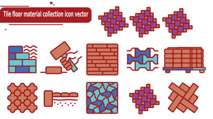 Tile floor material collection icon vector