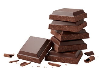 Isolated Stack of Dark Chocolate Squares with Crumbs