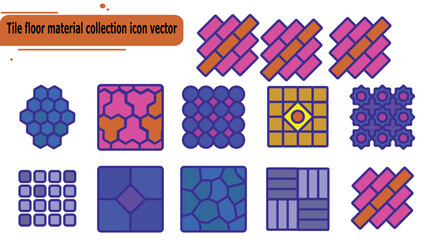 Tile floor material collection icon vector