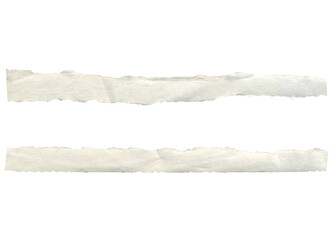 Torn white paper tag transparent set. Long sheets of paper. Old ripped paper isolated.
