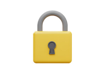 Isolated Yellow Padlock with Simple Design for Security and Protection