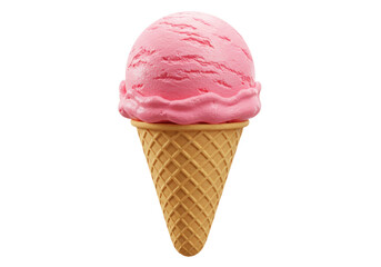 Isolated Strawberry Ice Cream Cone, Frozen Dessert Delight