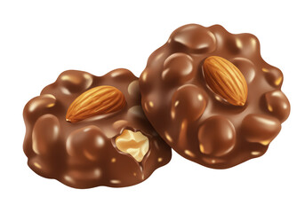 Isolated Chocolate Almond Clusters, Sweet Delights