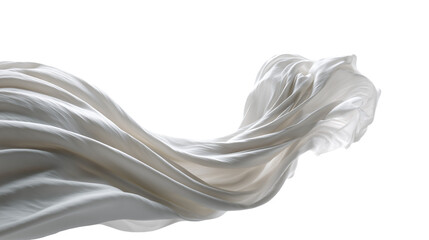 Lightweight fabric swirling elegantly in the air with smooth curves isolated on transparent background (2)