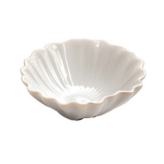 Elegant white flower shaped bowl isolated on black background