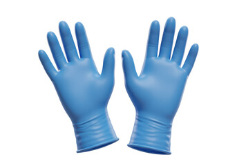Isolated Pair of Blue Latex Gloves for Medical Use