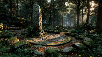 mysterious ancient clearing surrounded by towering trees offering a hidden sanctuary for nature lovers and adventurers seeking tranquility and inspiration in the heart of the wilderness