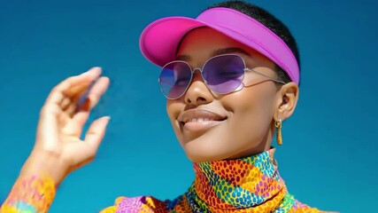 Vibrant fashion statement shines under bright blue skies in summer season - Powered by Adobe
