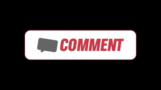 Animated internet button with comment, subscribe and like recommendations, 4k with alpha png transparent layer