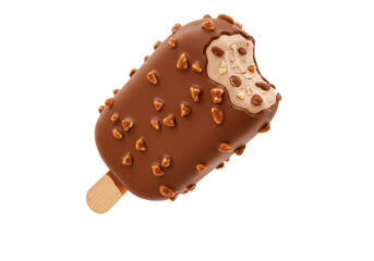 Isolated Chocolate Ice Cream Bar Almonds Bite
