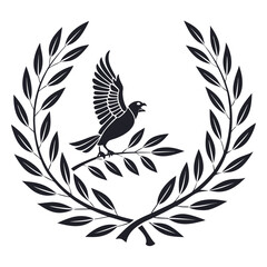 Obraz premium Elegant black silhouette laurel wreath emblem for awards and recognition