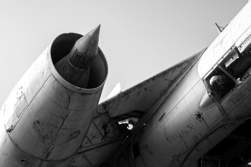 Detail of an old abandoned military plane	