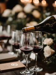 Champagne Pouring into Flute at Elegant Event