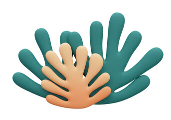 Isolated Abstract Family Hands in Different Shades Symbolizing Unity