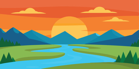 Fototapeta premium beautiful sunrise illustration