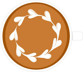 Coffee latte art illustration. Hot drink clipart