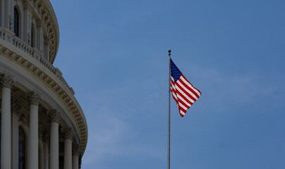 Capitol Building. Historic symbol of American democracy. United States Congress in Washington, DC. The Capitol dome over Capitol Hill. Federal government in the nation's capital.