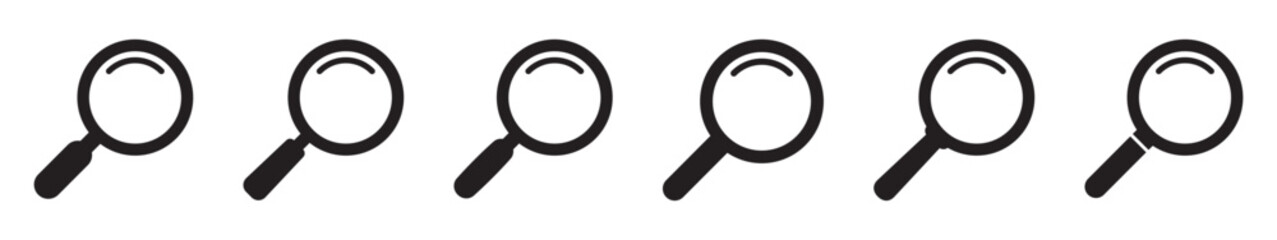 Magnifying glass icon, magnifier icon. Search icons set.