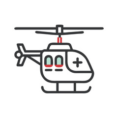 Fototapeta premium Outline of medical rescue helicopter icon in modern vector style 