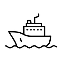 Icebreaker ship illustration in minimalist style on water  