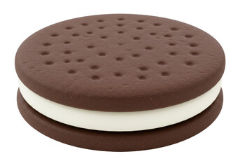 Isolated Chocolate Sandwich Cookie with Cream Filling