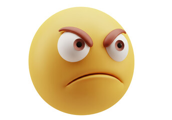 Isolated Angry Emoji with Furrowed Brows