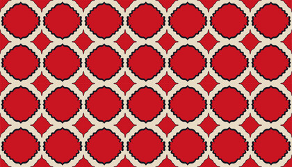 Vector seamless pattern of blue and red tiles.
