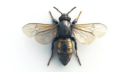 Detailed top-down view of a digitally created wasp