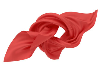 Isolated Flowing Red Silk Fabric Abstractly Arranged