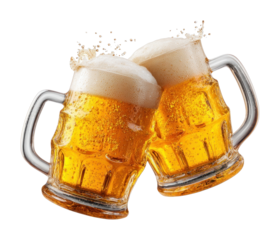 PNG Beer mugs beverage alcohol glass.