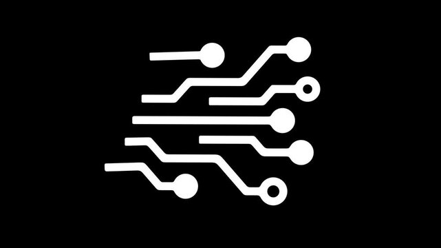 Circuit board, circuit, schematic and circuitry, graphic animation. Alpha channel. White. Transparent background motion design. 4K resolution