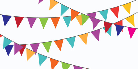 Carnival garland with flags. Decorative colorful party pennants for birthday celebration. vector illustration.