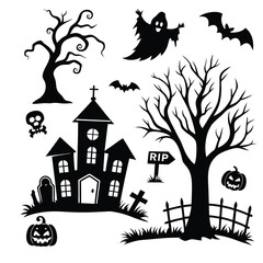 halloween background with house